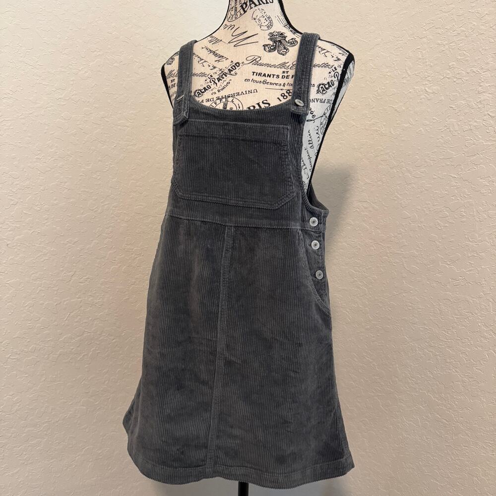 American Eagle Charcoal Grey Corduroy Overall Pinafore Dress Size Small Classic - Picture 8 of 9